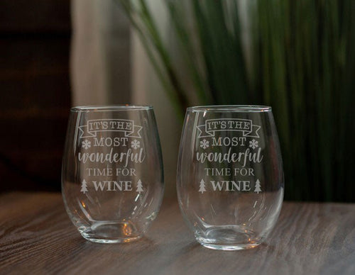 Single Stemless Wine Glass | Holiday - Kustom Products Inc