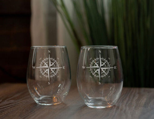 Stemless Wine Glasses Set | Compass - Kustom Products Inc
