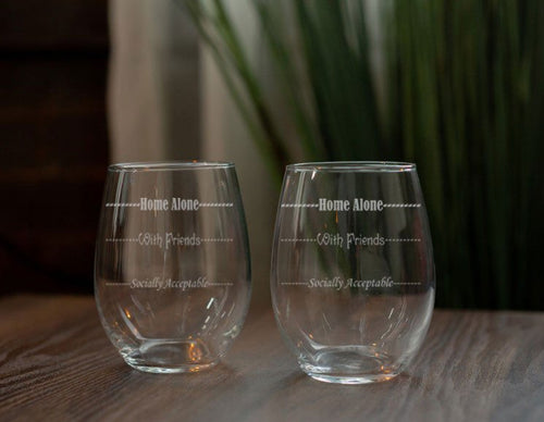 Stemless Wine Glasses Set | Socially Acceptable - Kustom Products Inc